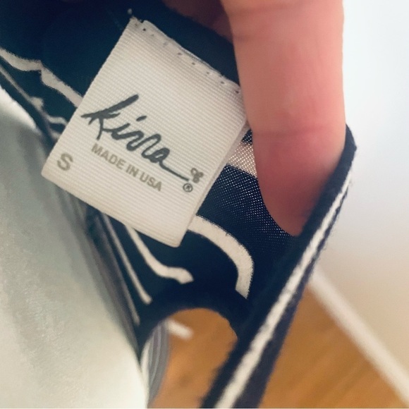 Kirra Sleeveless Summer Long Dress Boho Stripe Maxi Dress Navi White - Size S - Picture 11 of 11